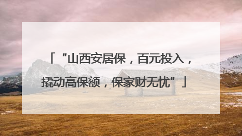 “山西安居保，百元投入，撬动高保额，保家财无忧”