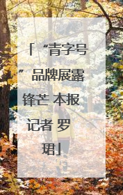 “青字号”品牌展露锋芒 本报记者 罗 珺