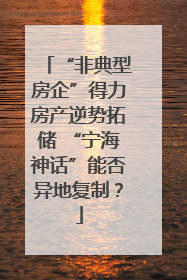 “非典型房企”得力房产逆势拓储 “宁海神话”能否异地复制？