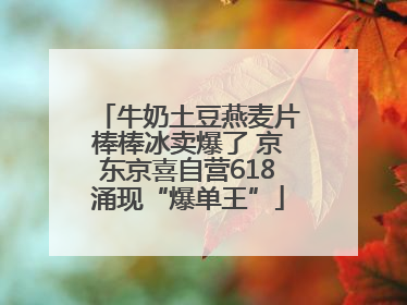 牛奶土豆燕麦片棒棒冰卖爆了 京东京喜自营618涌现“爆单王”