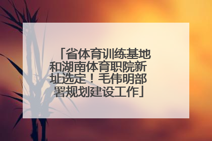 省体育训练基地和湖南体育职院新址选定！毛伟明部署规划建设工作