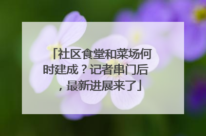 社区食堂和菜场何时建成？记者串门后，最新进展来了