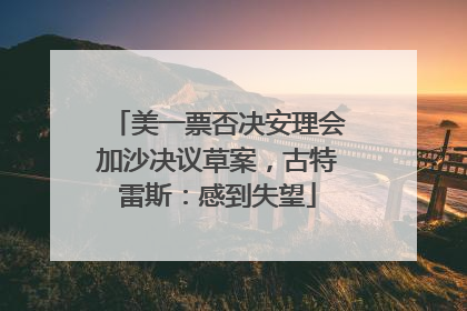 美一票否决安理会加沙决议草案，古特雷斯：感到失望