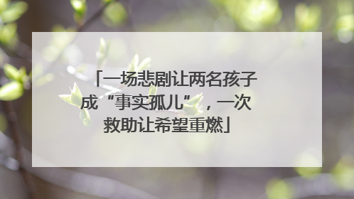 一场悲剧让两名孩子成“事实孤儿”，一次救助让希望重燃