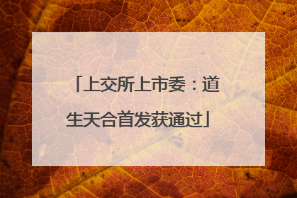 上交所上市委：道生天合首发获通过