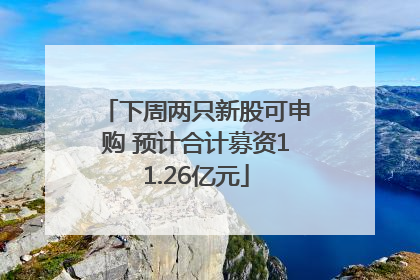 下周两只新股可申购 预计合计募资11.26亿元
