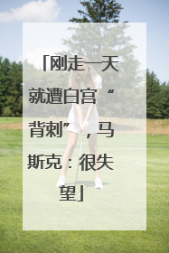 刚走一天就遭白宫“背刺”，马斯克：很失望