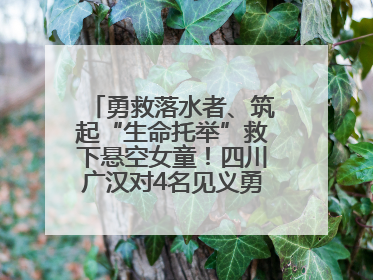 勇救落水者、筑起“生命托举”救下悬空女童！四川广汉对4名见义勇为人员进行表彰