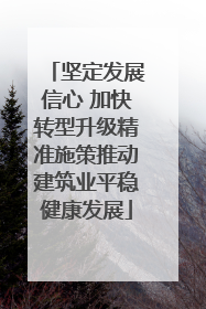 坚定发展信心 加快转型升级精准施策推动建筑业平稳健康发展