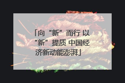 向“新”而行 以“新”提质 中国经济新动能澎湃