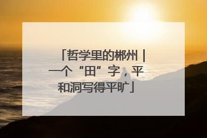 哲学里的郴州｜一个“田”字，平和洞写得平旷
