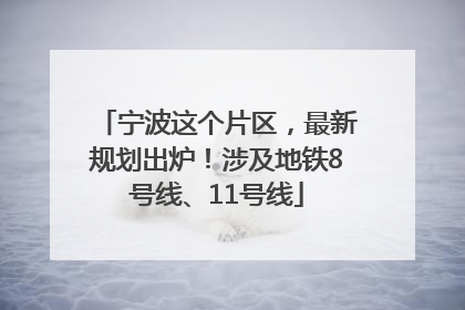宁波这个片区，最新规划出炉！涉及地铁8号线、11号线