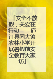 安全不放假，关爱在行动——庐江县同大镇农林小学开展暑假前安全教育大家访