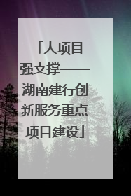 大项目 强支撑——湖南建行创新服务重点项目建设