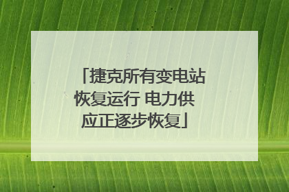 捷克所有变电站恢复运行 电力供应正逐步恢复