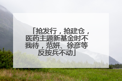 抢发行，抢建仓，医药主题新基金时不我待，范妍、徐彦等反按兵不动