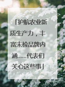 护航农业新质生产力，丰富未检品牌内涵……代表们关心这些事
