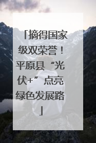摘得国家级双荣誉！平原县“光伏+”点亮绿色发展路