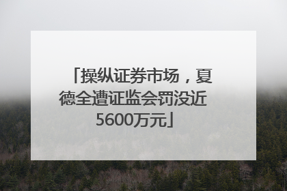 操纵证券市场,夏德全遭证监会罚没近5600万元
