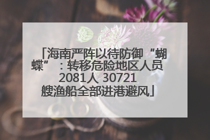 海南严阵以待防御“蝴蝶”：转移危险地区人员2081人 30721艘渔船全部进港避风