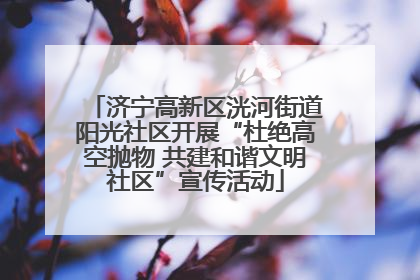济宁高新区洸河街道阳光社区开展“杜绝高空抛物 共建和谐文明社区”宣传活动