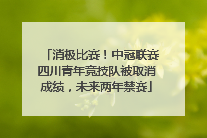 消极比赛！中冠联赛四川青年竞技队被取消成绩，未来两年禁赛