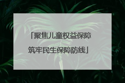 聚焦儿童权益保障 筑牢民生保障防线