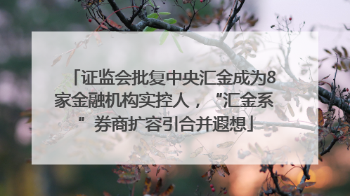 证监会批复中央汇金成为8家金融机构实控人，“汇金系”券商扩容引合并遐想