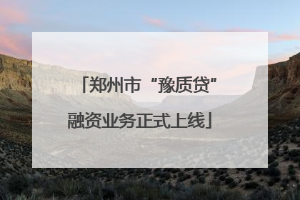 郑州市“豫质贷”融资业务正式上线