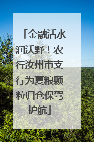 金融活水润沃野！农行汝州市支行为夏粮颗粒归仓保驾护航