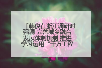 韩俊在浙江调研时强调 完善城乡融合发展体制机制 推进学习运用“千万工程”经验走深走实