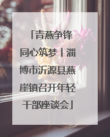 青燕争锋 同心筑梦丨淄博市沂源县燕崖镇召开年轻干部座谈会