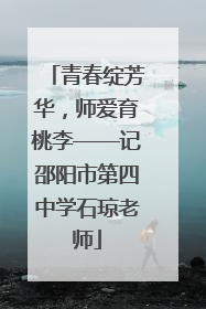 青春绽芳华，师爱育桃李——记邵阳市第四中学石琼老师