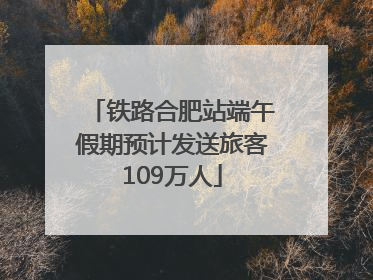 铁路合肥站端午假期预计发送旅客109万人