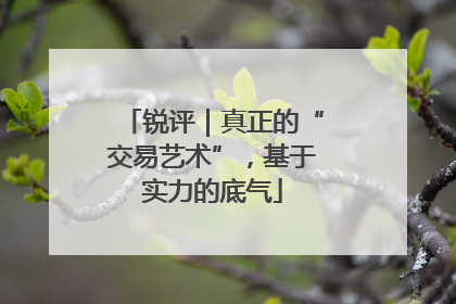 锐评｜真正的“交易艺术”，基于实力的底气