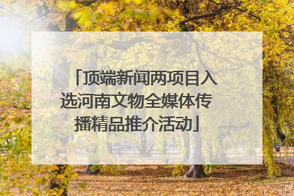 顶端新闻两项目入选河南文物全媒体传播精品推介活动