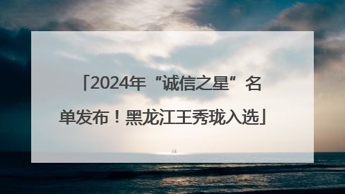2024年“诚信之星”名单发布！黑龙江王秀珑入选